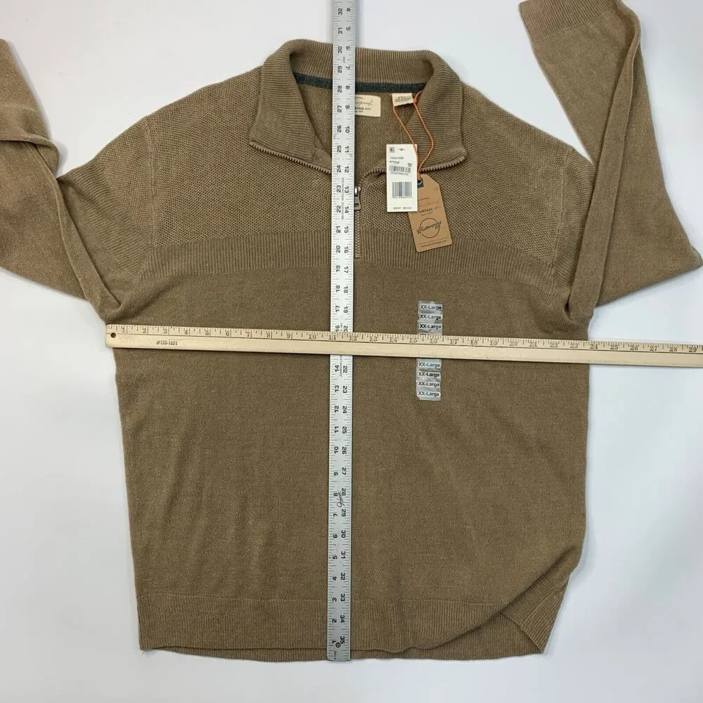 Original‎ Weatherproof Sweater Mens XXL Stone Beige Acrylic Quarter Zip Pullover